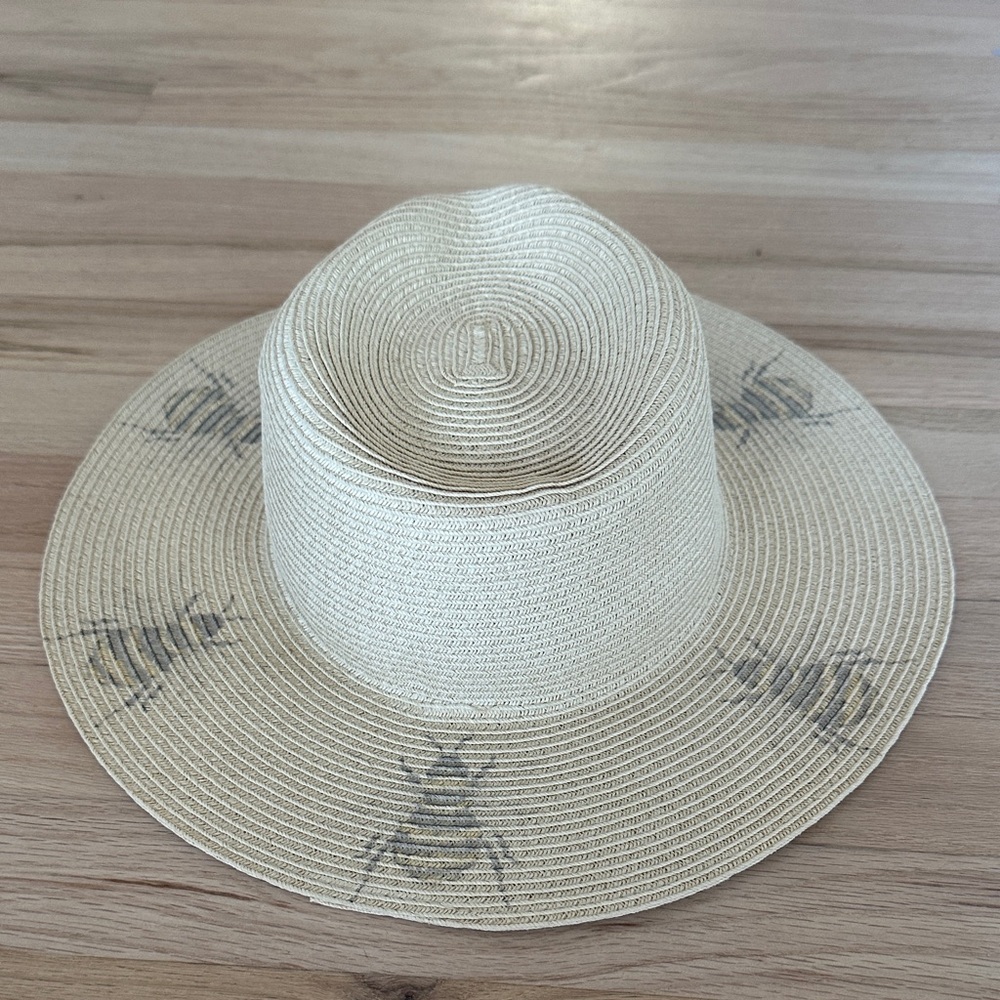Vince Camuto Womens Wide Brim Panama Sun Hat Bee Motif Adjustable Resortwear
